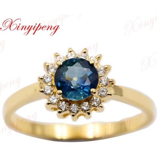 Xin yi peng 18 k yellow gold inlaid natural violet Sapphire ring women ring Beautiful generous
