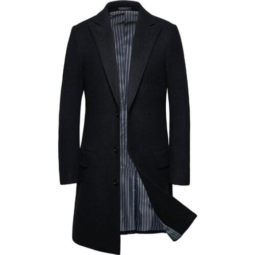 Winter Wool Blends Jacket Men Business Casual Long Trench Coat Fashion Boutique Wool Coats Male Slim Fit Jacket Overcoat M-5XL