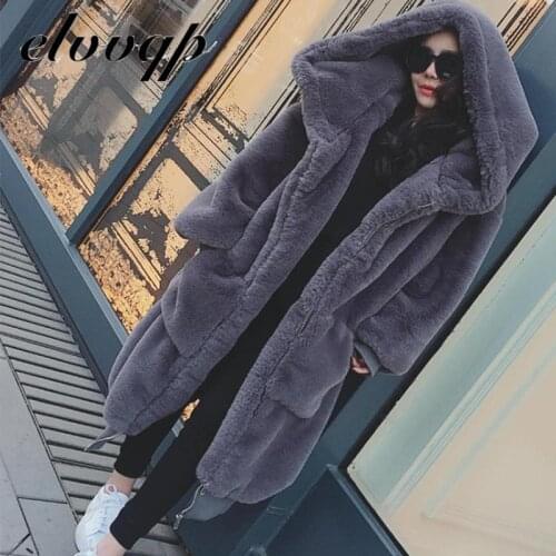 2020 Faux Fur Coat Women Casual Hoodies Furry Thick Warm Faux Rabbit Long Fur Jacket Loose Winter Coat Women casaco feminino