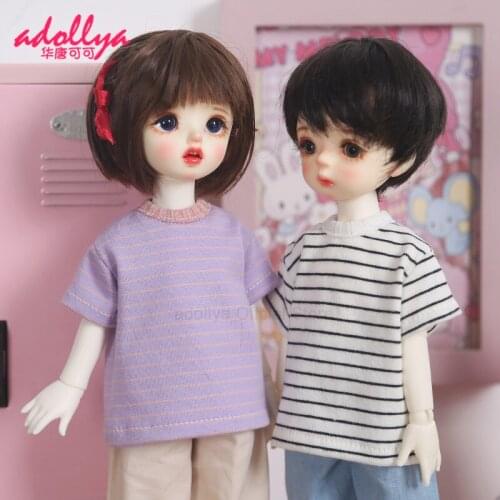 Adollya BJD Doll Accessories Clothes Short Sleeve Striped T-shirt Casual Wear Clothes for Doll BJD Cloth Suitable for 1/6 Dolls