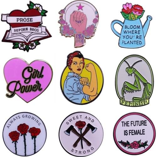 BG175 Dongmanli Feminism Enamel Pin and Brooches Bag Clothes Lapel Pin Badge Women Jewelry Gift For girl