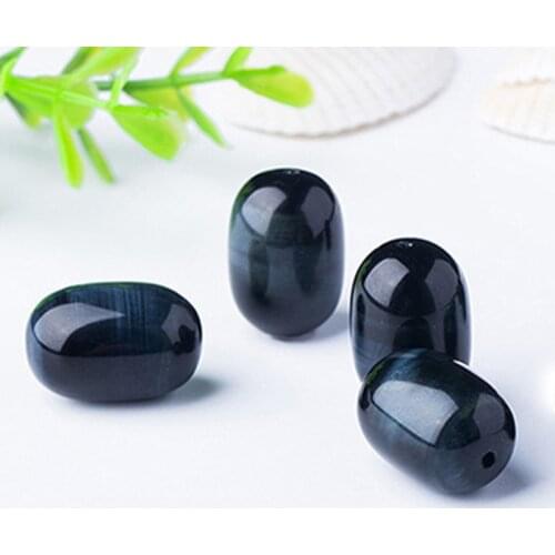 2 Pcs/pack Natural Blue Tigereye Stone Drum Beads Tibetan Pearl Barrel Rice Bead AB+ A 2A Loose Bead and Pearl DIY Accessories