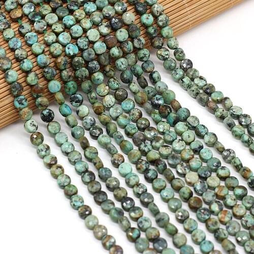 Natural Stone Beads Oblate Shape Faceted African Pine Stone Loose Beads For Jewelry Making DIY Bracelet Necklace Accessories