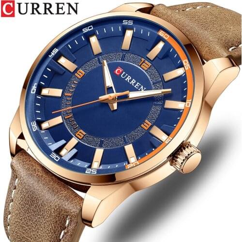 Relogio Masculino CURREN Fashion Mens Watches Top Brand Luxury Wrist Watch Quartz Clock Leather Waterproof Blue Watch Men