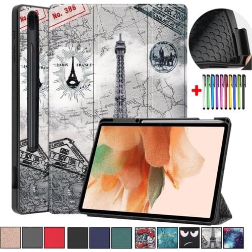 Funda With Pencil Holder Tablet For Samsung Galaxy Tab S7 FE Case 2021 12.4 SM-T730 For Samsung Tab S7 Plus Cover Tab S7 11"