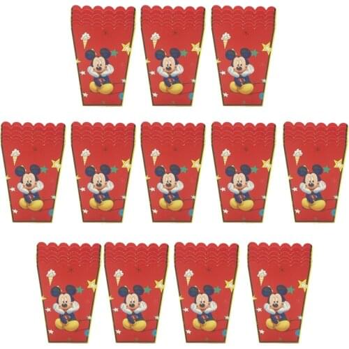 Disney Mickey Minnie Mouse Party Paper Popcorn Boxes Gift Birthday Party Decorations Kids Favor Gift Bags Baby Shower Supplies