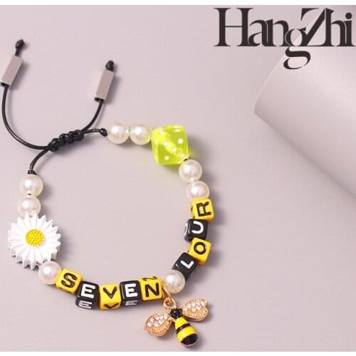 Hangzhi 2021New Japanese and Korean style bee sieve pearl beaded necklace hip hop personality street accessories trend