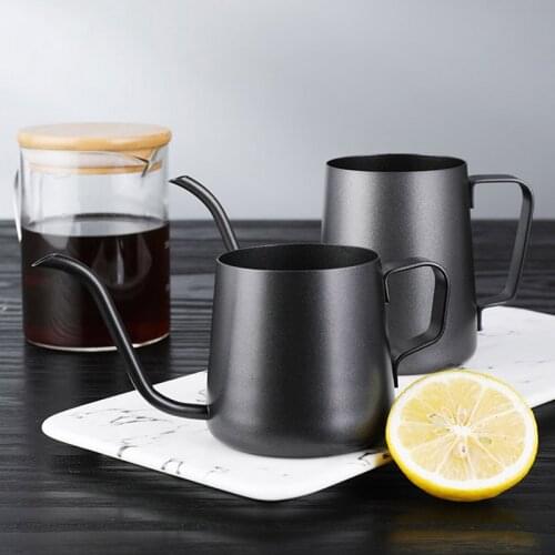 Stainless steel hand-made coffee pot, long-mouthed drip-type coffee brewing pot, mini thickened teapot