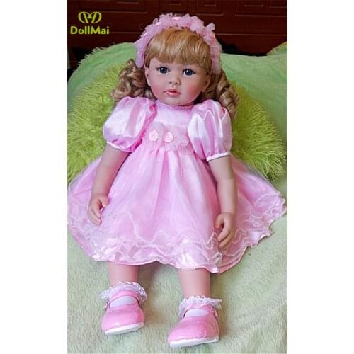 24" big pink princess bebe reborn toddler girl doll soft silicone vinyl limbs reborn baby dolls alive playmate for kids gift