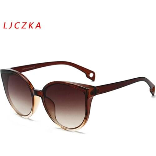 LJCZKA Oversized Cat Eye Sunglasses Women Retro Luxury Brand Designer Sun Glasses Female Fashion Outdoor Gradient Eyewear