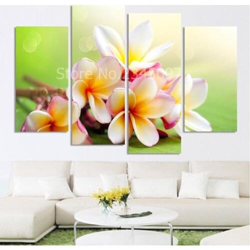 Unframed 4 Panels Modular Poster Modern Beautiful Flower Paintings Canvas Art Wall Pictures For Living Room Home Decoration
