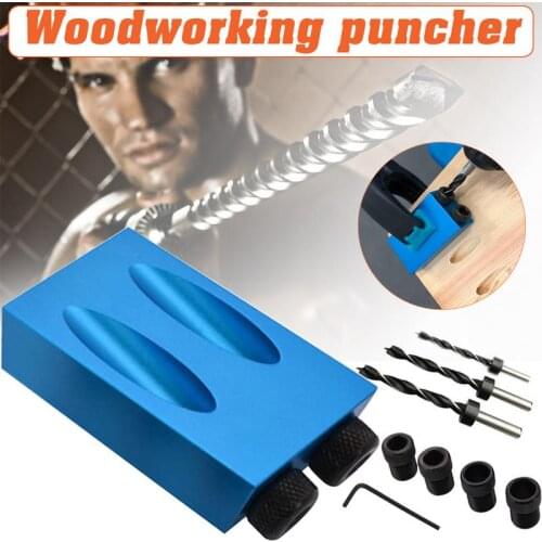 14pcs/set Pocket Hole Jig Kit 6/8/10mm 15 Degree Angle inclined hole positioner Adapter Drill Guide Woodworking Adapter