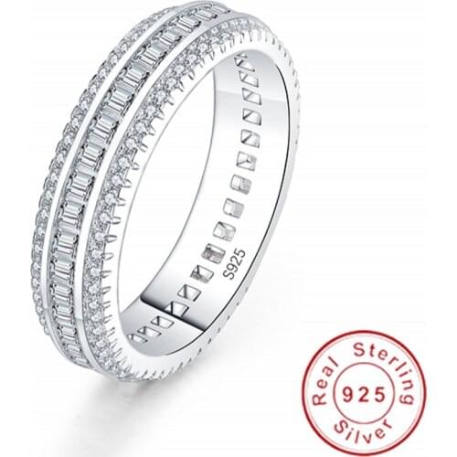 Princess cut Lab Diamond Promise Ring 925 sterling silver Engagement Wedding band Rings for Women men Fine Jewelry Gift