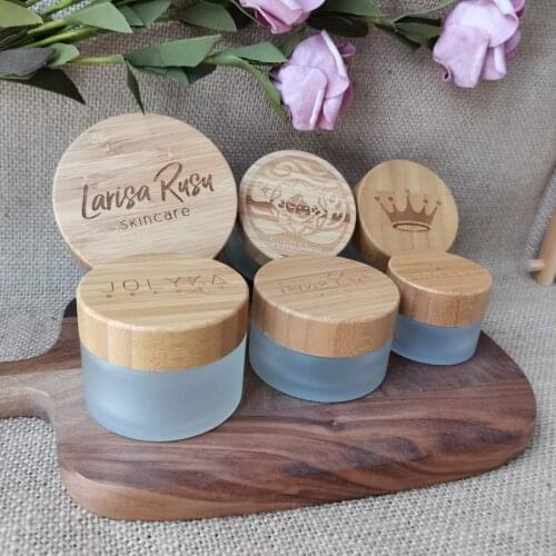 Wholesale 5g-100g Mini Glass Empty Cosmetic Jar Makeup Bamboo Lid Face Cream Container My Refillable Bottles Jars