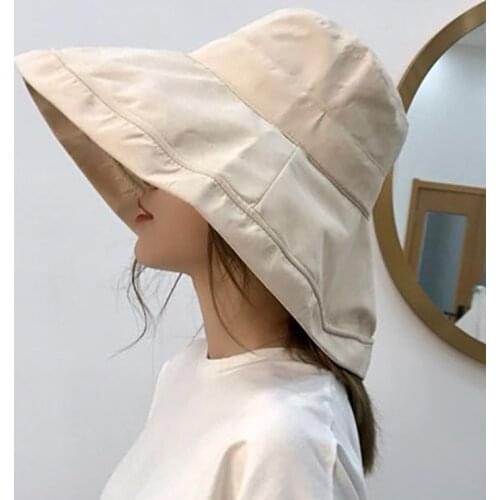 2020 Wide Brim Women Sun Hat Cap Casual Large Brim Bucket Hat Sports Hiking Fishing Female Cap Summer Autumn Beach Panama Bob