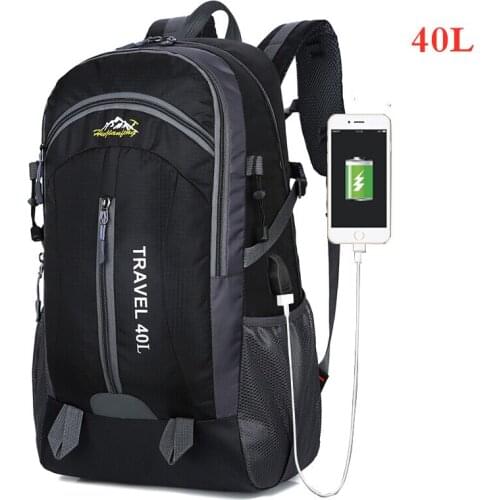 Men Women Hiking Travel Backpack 40L Outdoor Waterproof Camping Riding Sports Climbing Bag USB Rucksack Shoulder Bags