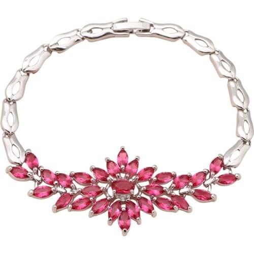 Attractive Chain & Link Bracelets Silver filled Rose Crystal Cubic Zirconia bracelets for women fashion jewelry TB578A