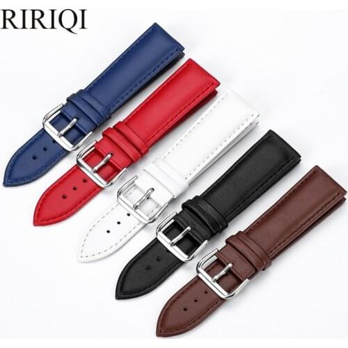 Genuine Leather WatchBand Stainless steel pin buckle watchbands leather strap plain weave 12-24mm