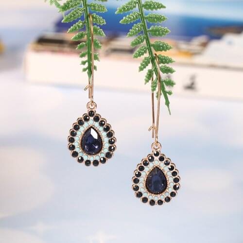 Romantic Crystal Earring for Women Flower Shape Geometric Gem Charm Earrings Moda Handmade Pendant Dangle Earring Jewelry