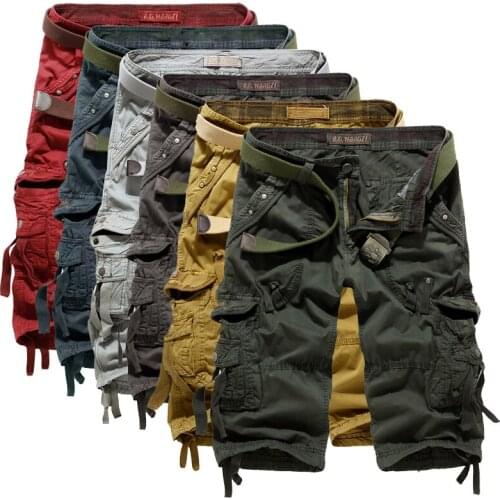 Summer Cargo Shorts Men Casual Workout Military Mens Shorts Multi-pocket Calf-length Short Pants Men