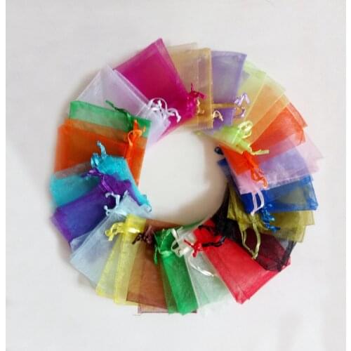 7x9cm Organza Bag 100pcs Jewelry Packaging Display Jewelry Pouches Gift Bags For Wedding Drawstring Bag Woman Travel Storage Bag