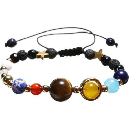 Charms Unisex Adjustable Planets Solar System Star Men Women Bracelet Universe Galaxy Beaded Bangles Unique Jewelry Chic Gifts