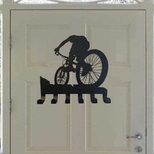 Coat Rack Delicate Decorative with 6 Hooks Mountain Bike Gear Black Metal Hat Storage Hook Holder for Home