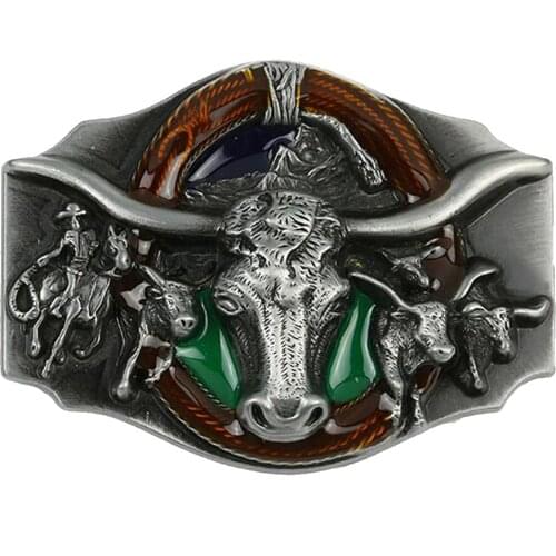 Vintage Mens Belt Buckle Bull Head Western Cowboy Jewelry