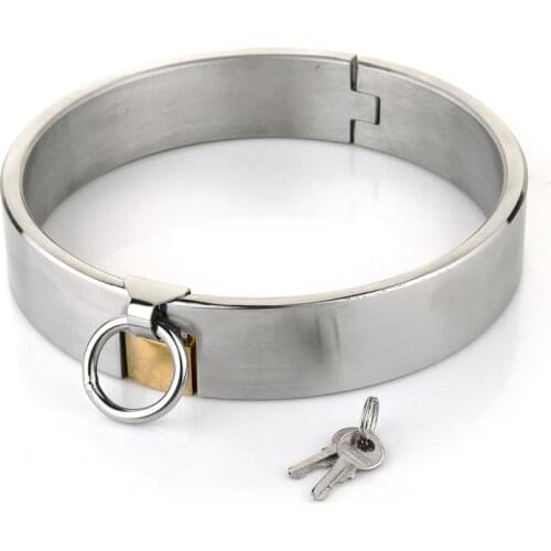 Adult Games 304 Stainless Steel Heavy Neck Collar Bondage Sex Toys For Women Men Fetish Necklace Slave Bdsm Restraint Lock Belt