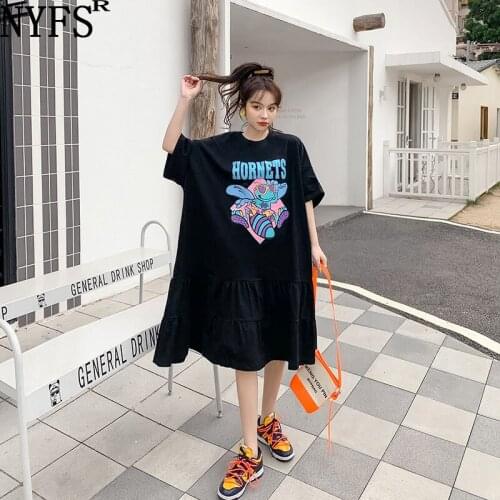 NYFS Summer dress 2021 Korean New Loose Patchwork Purple Woman Dress Vestidos Robe Elbise Fashion Simple Printing Long Dress