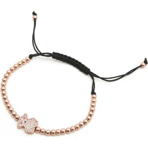 Gold silver micro pave cz Cubic Zirconia rope adjusted Copper Beads Bracelet hfg2 Charm Braided Bangles Women