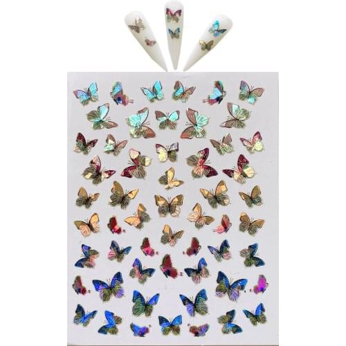 1pc Nail Art Laser Color Butterfly Sticker Spring Summer Butterfly Designs Manicure Z-D