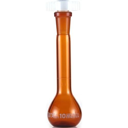 10ml Brown Lab Borosilicate Glass Volumetric Flask with plastic Stopper Office Lab Chemistry Clear Glassware Supply