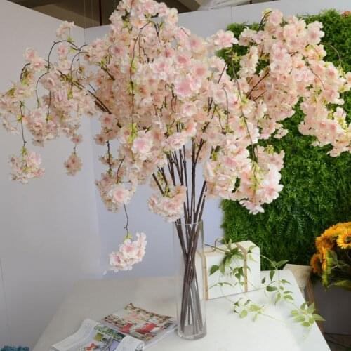 136CM Romantic Artificial Hanging Branches of Peach Cherry Blossom Vine Silk Flowers Home Wedding Decoration Flower bouquet