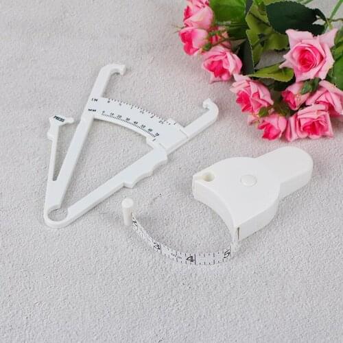 2Pcs/Set White PVC Body Fat Caliper Measure Tape Tester Fitness For Lose Weight For Portable Fitness Equipmnet