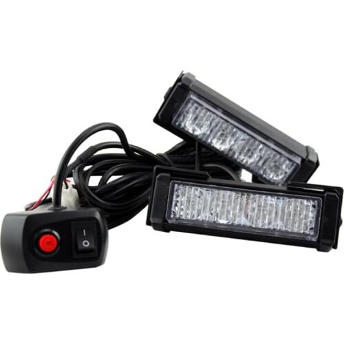 2Pcs/Set SUNKIA High Power 8W Red/Blue 10 Modes Flashing LED Warning Light 8LED Strobe Caution Light Emergency Beacon Light Bar