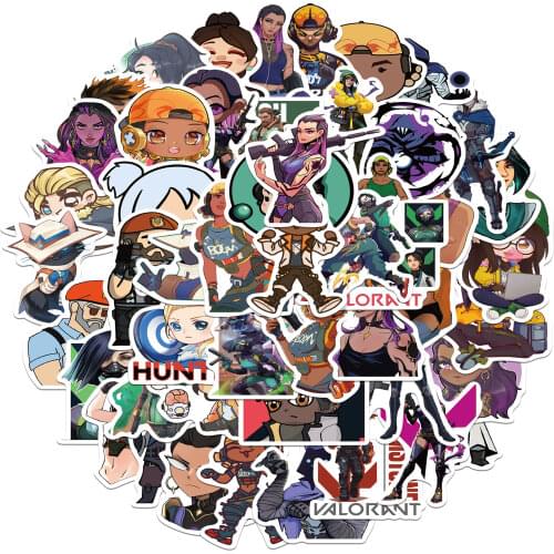 25/52PCS Valorant Hot Game Lable Stickers For Refrigerator Car Helmet DIY Gift Box Bicycle Guitar Decal Notebook Skate