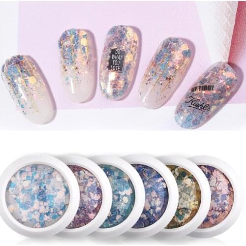 8 Colors Nail Art 3D Mixed Shaped Sequins UV Gel Polish Sparkling Powder Dust DIY Charm Glitter Flakes Manicure Decoration
