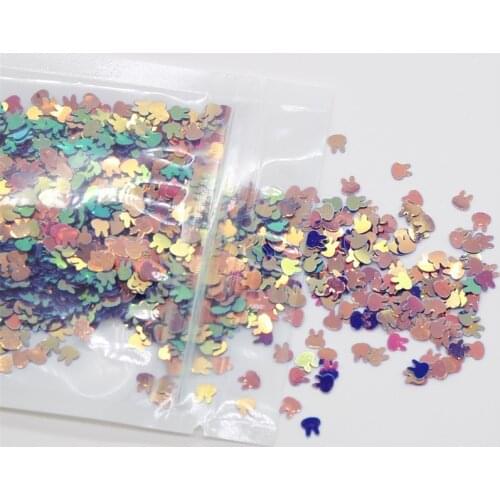 4mm Multi-colored Rabbit Shape Sequins PVC Flat for DIY Card Making Craft Color Collection