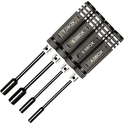 4Pcs Hex Nut Drivers Screw Driver Tools Kit Set for RC Helicopter RC Boat Rc Cars, Metal 4.0/5.5/7.0/8.0mm Screwdrivers