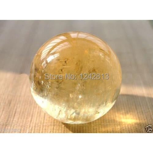 40mm Natural Citrine Quartz Crystal Sphere Ball Healing Gemstone+Stand