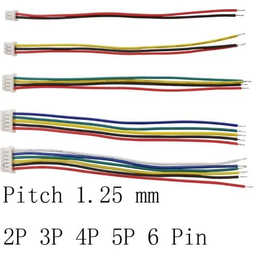 5/10Pcs Micro JST 1.25 mm Pitch 2P 3P 4P 5P 6 Pin Female Jack Electronic Wire Cable Connector Length 10CM 15CM 20CM 30CM