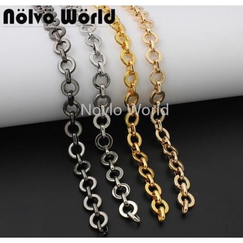 50cm 1meter 10 meters 4 colors K gold 7mm width Alloy and Iron metarial round shape chains for chain purse replace handbag parts