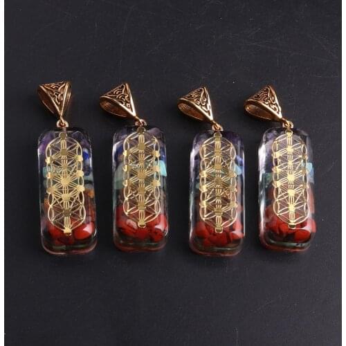 6PCS Natural Stone Pendulum 7 Chakra Orgone Energy Healing Pendant Necklace for Women Men Handmade Professional Dropshipping