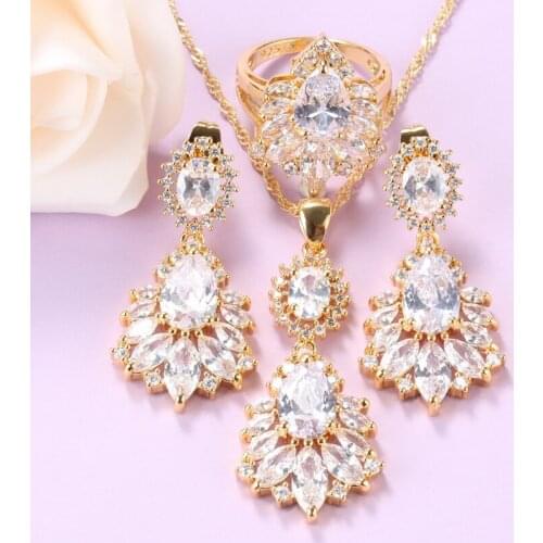 AAA+ Quality Austrian Crystal Bridal Big Jewelry Sets For Women Earrings And Necklace Africa Gold Color Wedding Costume