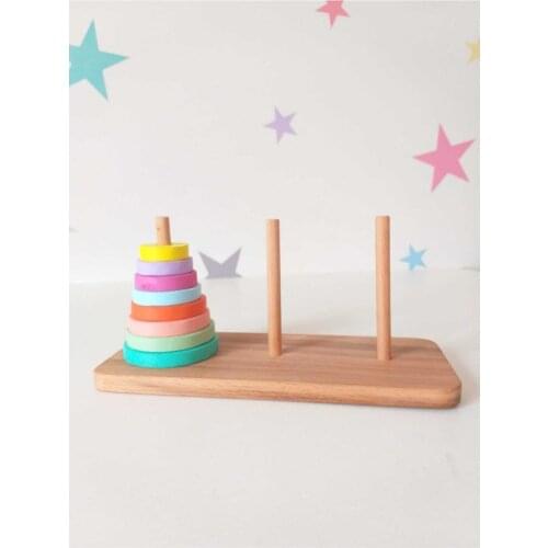 Tower of Hanoi math Game solid Wood Educational Teaching Game for Kids Early Development