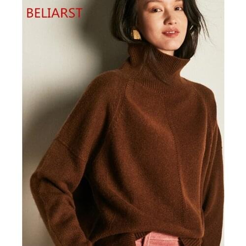 BELIARST Spring and Autumn Women Sweaters And Pullovers Long Sleeve High Collar Cashmere Sweater Women Pullovers Ladies Knitted