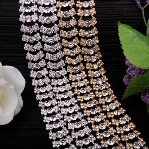 Free Shipping 5 yards Crystal Rhinestone Trim, Rhinestone Applique, Wedding Applique,Rhinestone Chain MALI023