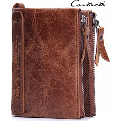 Brand new 100% Cowhide Genuine Leather Men Wallet Small Zipper Pocket Men Wallets Portomonee Male Short Coin Purse