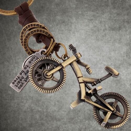 Alloy Bronze Drive Safe Bicycle Keychain Pendant Bag Keyfobs Charm Bike Car Key Chain Ring Holder Jewelry Souvenirs Gift